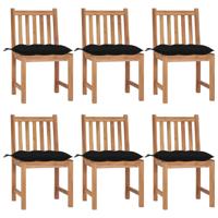 Tuinstoelen 6 st met kussens massief teakhout