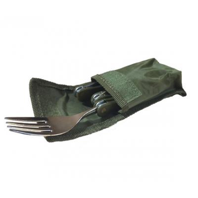Survival bestekset - 3-delig - metaal/plastic - opvouwbaar - 12 x 7,5 x 2 cm - outdoor