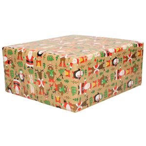 1x Rollen inpakpapier/cadeaupapier Kerst print bruin 2,5 x 0,7 meter 70 grams luxe kwaliteit