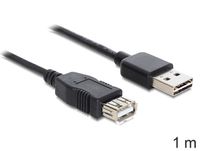 Delock USB-kabel USB 2.0 USB-A stekker, USB-A bus 1.00 m Zwart Stekker past op beide manieren, Vergulde steekcontacten, UL gecertificeerd 83370 - thumbnail