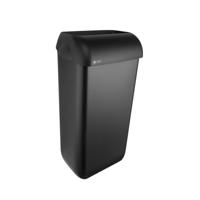 Afvalbak blacksatino open inworp 23 liter zwart