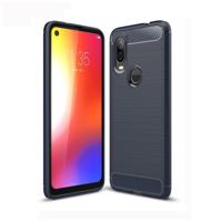 Geborsteld textuur koolstofvezel TPU Case voor Motorola P40 (marineblauw)