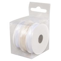 3x Rollen satijnlint kleurenmix wit rol 10 cm x 6 meter cadeaulint verpakkingsmateriaal   -