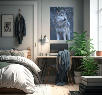 Wolf in de sneeuw poster