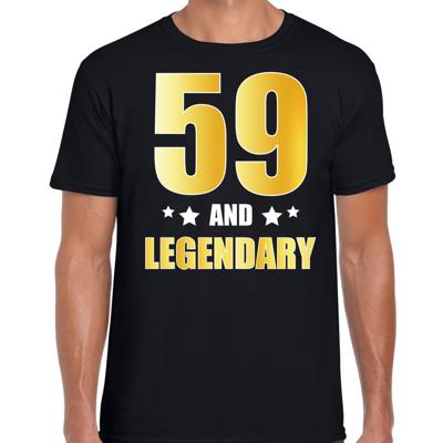 59 and legendary verjaardag cadeau t-shirt - zwart - gouden letters - heren - 59 jaar geworden