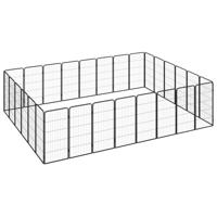 Hondenkennel 28 panelen 50x100 cm gepoedercoat staal zwart