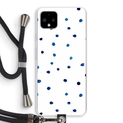 Blauwe stippen: Pixel 4 XL Transparant Hoesje met koord