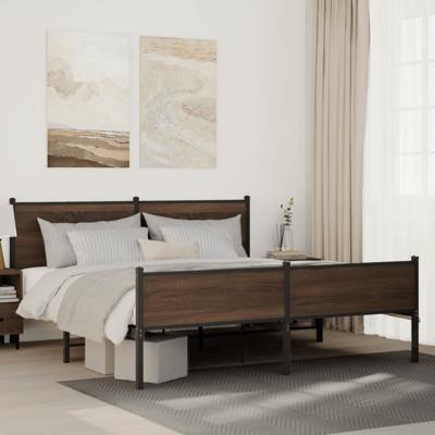 Bedframe zonder matras metaal bruin eikenkleurig 160x200 cm