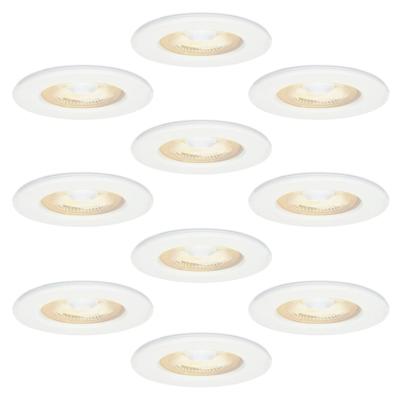 Set van 10 Nola - LED inbouwspots - lage inbouwdiepte (49mm) - 5 Watt 480Lumen - 2700K Warm wit - Dimbaar - Rond - IP65 waterdicht voor binnen, buiten en badkamer - Wit