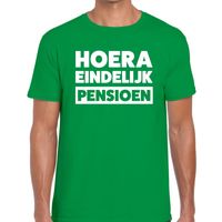 Hoera eindelijk pensioen t-shirt groen heren