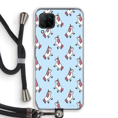 Eenhoorns overal: Huawei P40 Lite Transparant Hoesje met koord