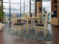 Eettafel AMENO 80>110 cm sonoma met 4 stoelen en zwarte kussens