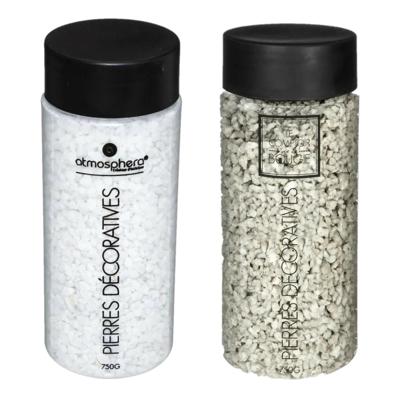 Atmosphera Decoratie steentjes - 2x potjes - wit en beige - 750 gr - Steenkorrels - vulmateriaal