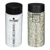 Atmosphera Decoratie steentjes - 2x potjes - wit en beige - 750 gr - Steenkorrels - vulmateriaal
