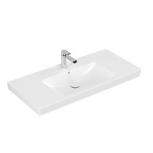 Villeroy & Boch Subway 2.0 meubelwastafel geslepen 100x47cm met kraangat met overloop ceramic+ wit 71751GR1