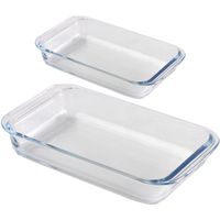 Ovenschaal set 2-delig - rechthoek - glas - 0,8L en 3L