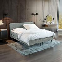 Elektrisch verstelbare Boxspring 'Oslo' kleur slate grey, 180 x 200 cm, 2 x medium