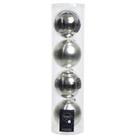 Decoris kerstballen - 4x st - zilver - D10 cm - glas - kerstversiering