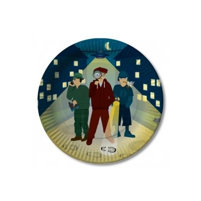Feestbordjes detective thema - 24x st - 23 cm - karton - bordjes - borden