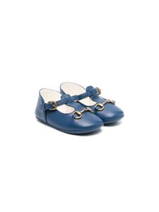 Gucci Kids Horsebit-detail leather pre-walkers - Bleu