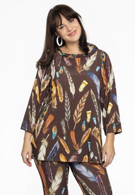 Yoek Shirt A-lijn turtle neck FEATHERS | Bruin | Maat 58/60