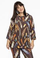 Yoek Shirt A-lijn turtle neck FEATHERS | Bruin | Maat 50/52