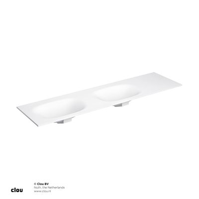 Wastafelblad Clou Hammock Dubbele Waskom Links 180cm Mat Wit Wastafelblad Clou Hammock Dubbele Waskom Links 180cm Mat Wit