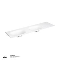 Wastafelblad Clou Hammock Dubbele Waskom Links 180cm Mat Wit Wastafelblad Clou Hammock Dubbele Waskom Links 180cm Mat Wit