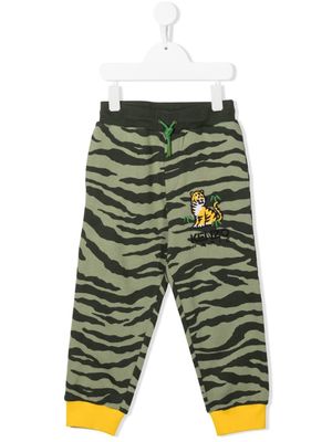 Kenzo Kids pantalon de jogging en coton à imprimé tigre - Vert