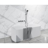 Fortifura Nebbio Badcombinatie-set - thermostaatkraan - inbouwdeel - glijstang - metalen doucheslang - ronde handdouche - uitbreiding inbouwdeel - uitloop - gunmetal SW1183068 SW1111532 SW706207 SW799451 SW1183076 SW
