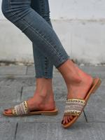 Elegant Summer Plain Pu Slide Sandals