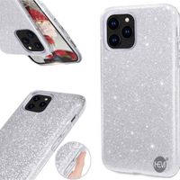 HEM Apple iPhone 12 / 12 Pro Glitter Silver Siliconen Gel TPU / Back Cover / Hoesje iPhone 12 / 12 Pro - thumbnail