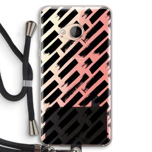 Zwarte vegen: HTC U Play Transparant Hoesje met koord