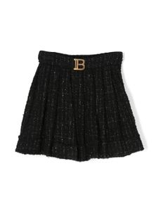 Balmain Kids short en tweed à plaque logo - Noir