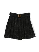 Balmain Kids short en tweed à plaque logo - Noir - thumbnail