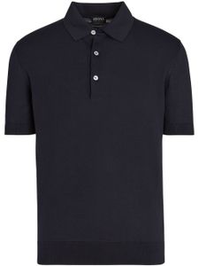 Zegna polo en coton à bords nervurés - Bleu