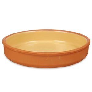 Tapas/hapjes serveren/oven schaal terracotta/geel 23 x 4 cm