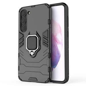 Lunso - Samsung Galaxy S23 Plus - Armor backcover hoes met ringhouder - Zwart