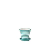 J-Line Flowerpot+Plate Granada Stripes Handmade+Painted Ceramic Aqu