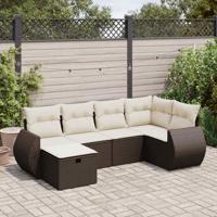 6-delige Loungeset met kussens poly rattan bruin 6-delige Loungeset met kussens poly rattan bruin
