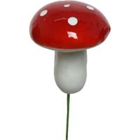Decoris paddenstoelen stekers - 15x st - 4x3 cm - kerststukje decoratie