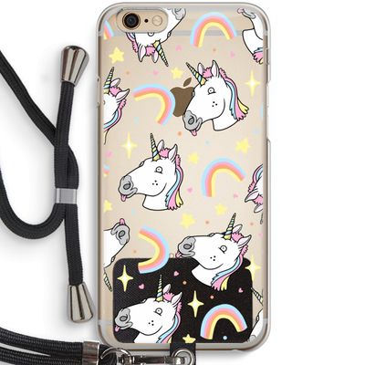 Rainbow Unicorn: iPhone 6 / 6S Transparant Hoesje met koord