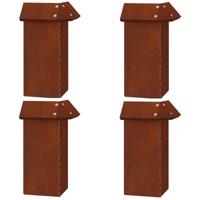 VidaXL Slakkenhekje 4 pcs roestig 13,5 x 13,5 x 25 cm cortenstaal