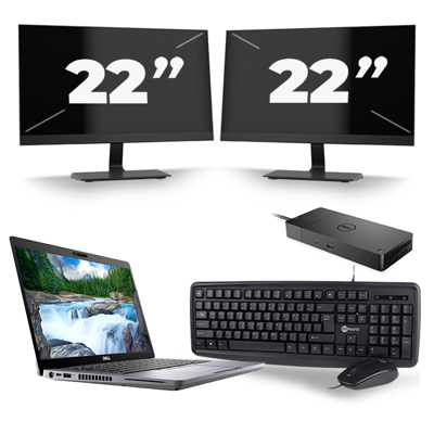 Dell Latitude 5410 - Intel Core i5-10e Generatie - 14 inch - 16GB RAM - 256GB SSD - Windows 11 + 2x 22 inch Monitor