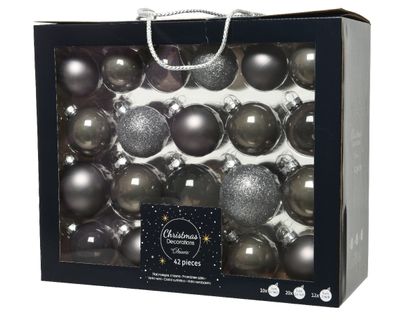 Kerstbal glas d7cm w.grs a12 42st - Decoris