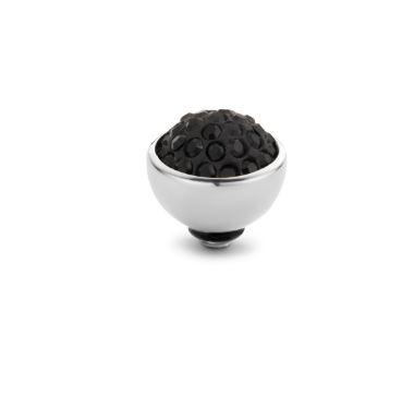 Melano Twisted Shiny Steentje Jet Black | Zilver