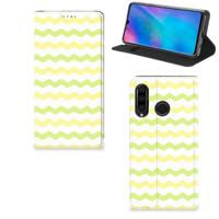 Huawei P30 Lite New Edition | Hoesje met Magneet | Waves Yellow