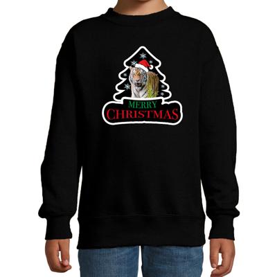 Dieren kersttrui tijger - zwart - kinderen - kerst sweater - kleding
