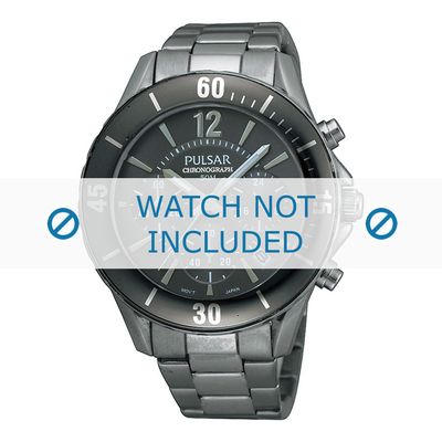 Pulsar horlogeband PT3179X1 / VD53 X057 Staal Antracietgrijs 22mm