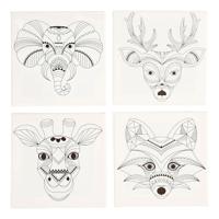 Creativ Company Canvas met dierenprint, 4st.